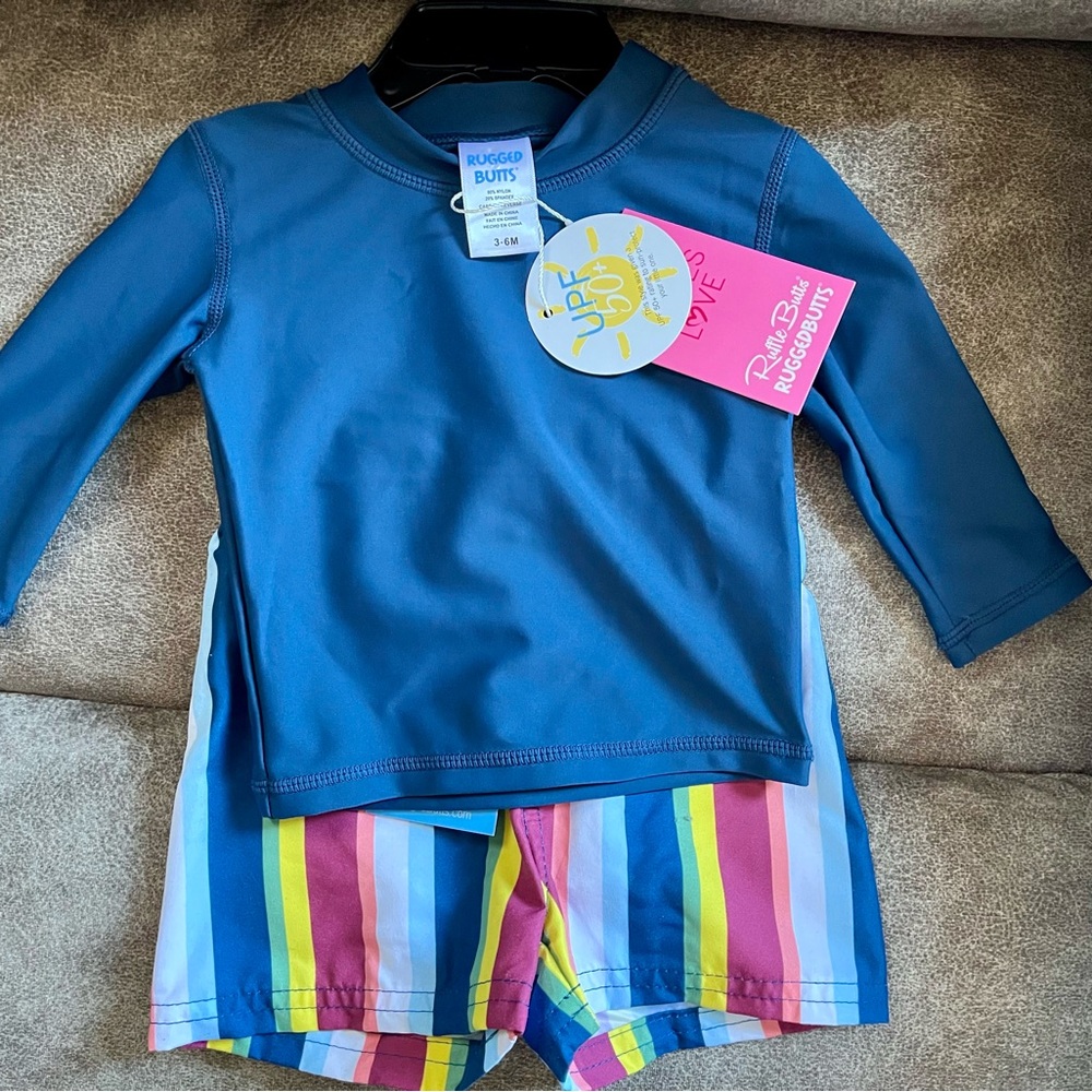 Rugged butts swim trunks and rash gaurd NWT